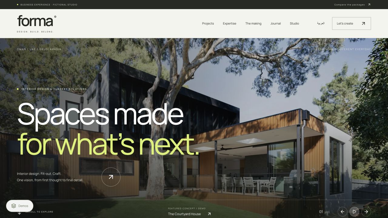 Business website preview showing its actual home page design